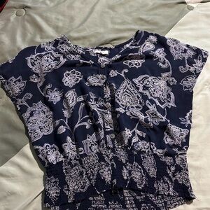 Maurices Navy and White Paisley Blouse